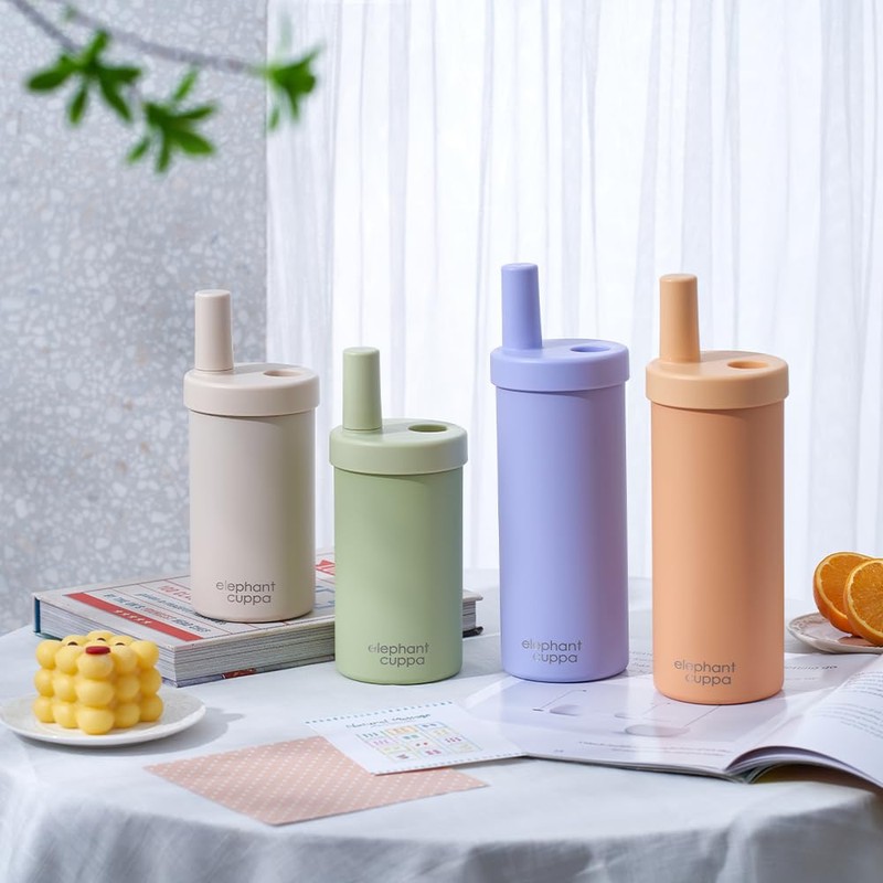 Elephant Cuppa Insulated Tumbler with Two Straws, Ideal for Office,