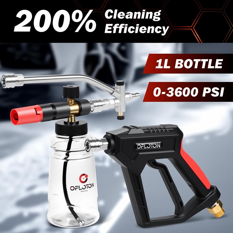 Ofloton Pressure Washer Foam Gun & Dual Connector Accessory, Short