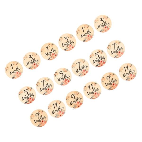 SUPVOX 18pcs Wooden Milestone Discs Charming Monthly Milestone Cards for