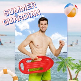 5Pcs Lifeguard Costume Set, Life Guard Accessories with Red Hat Sunglasses Inflatable Float, Lifeguard Costume for Women Men Beach Pool