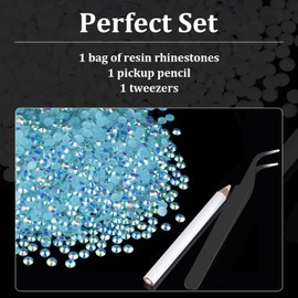 BELLEBOOST 5000pcs 5mm Resin Rhinestones Bulk, Lake Blue AB Flatback Round Jelly Rhinestones Bedazzling Non Hotfix Crystal Gems Large Quantity Wholesale for DIY Crafts Clothes Tumblers Face Makeup Manicure