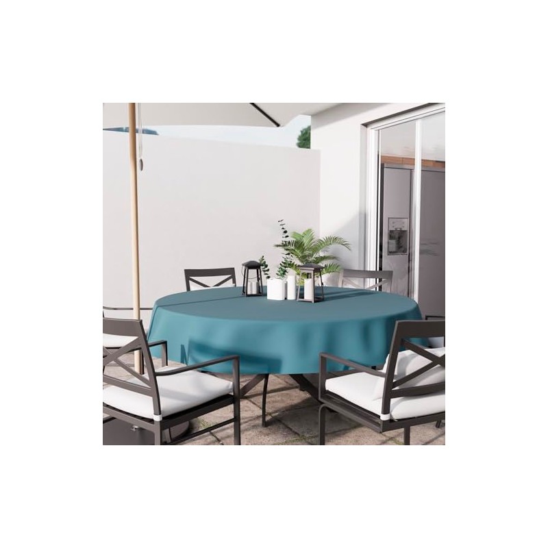 Soleil d'ocre Alix Nappe, Blue, Diameter 180 cm