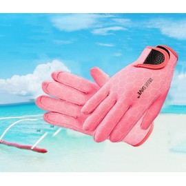 EXCEREY 1.5MM Surf Snorkeling Gloves Float Gloves Swimming Gloves Neoprene Skid-Proof Wetsuit Diving Gloves (Pink, Size L)