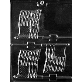 Grandmama's Goodies P010 USA Flag Patriotic 4th of July Lollipop Chocolate Candy Soap Mold with Exclusive Molding Instructions
