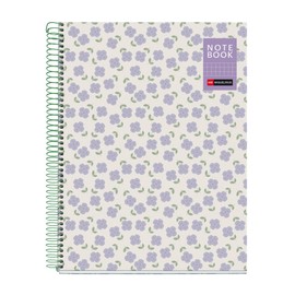 Miquelrius - A4 Notebook 5mm Grid Hardback Laminated Card Notebook 80 Micro Perforated Sheets 90gsm Extra Matte Paper Metal Spiral 4 Notebook Holes