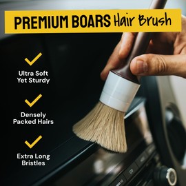 Detail Dudes Car Detailing Brush Ultra Soft Boars Hair Set of 6 Automotive Detail Brushes- Washing & Cleaning for Wheels, Interior Upholstery, Emblem, Air Vent- Vehicles & Auto Interior Detailing Kit