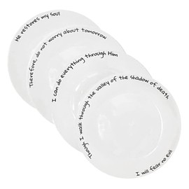 ChitChat Ware Porcelain Dinner Plates, 4Pcs White Round Dessert or Salad Plate, Serving Dishes, Dinnerware Set, Scratch Resistant My Soul Set, Microwave & Dishwasher Safe (10.5-inch)