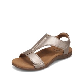 Taos The Show Premium Leather Women's Sandal - Experience Everyday Style, Comfort, Arch Support, Cooling Gel Padding and an Adjustable Fit for Exceptional Walking Comfort Champagne 10 (M) US