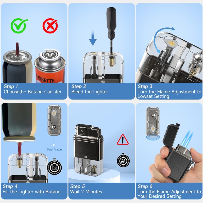TOPAKY Torch Lighter, Waterproof Windproof Dual Flame Butane Lighter, Refillable
