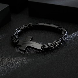 FYNSBLE Men Bracelet Stainless Steel Cross Bracelet for Men Cuban Link Chain Bracelet Jesus Wrist Bracelets Christian Bracelet Heavy Bracelet Jewelry Gift Men