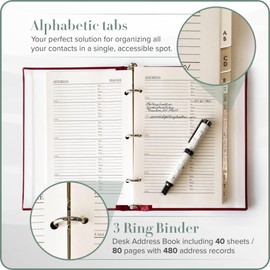 Leather Desk Address Book by Gallery Leather - Acadia Lime - Refillable Binder