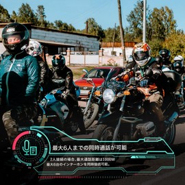 TNICER T2 Income Bluetooth 5.2 Income Bike Communication Device, 6 People Simultaneous Calling, One-Click Automatic Pairing, 25 Hours of Continuous Usage, Transmission Distance 392.8 ft (1,000 m),