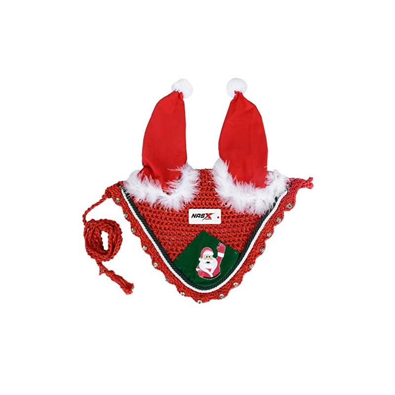 Christmas Santa Claus Horse Ear Bonnet Net Hat Hood Mask