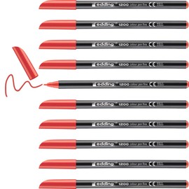edding 1200 colour pen fine - red - 10 pens - round tip 1 mm - felt-tip pen for drawing and writing - for school or mandala