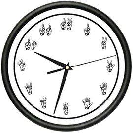 Sign Language Wall Clock Speech Silent Silence Body Language Manual Gift