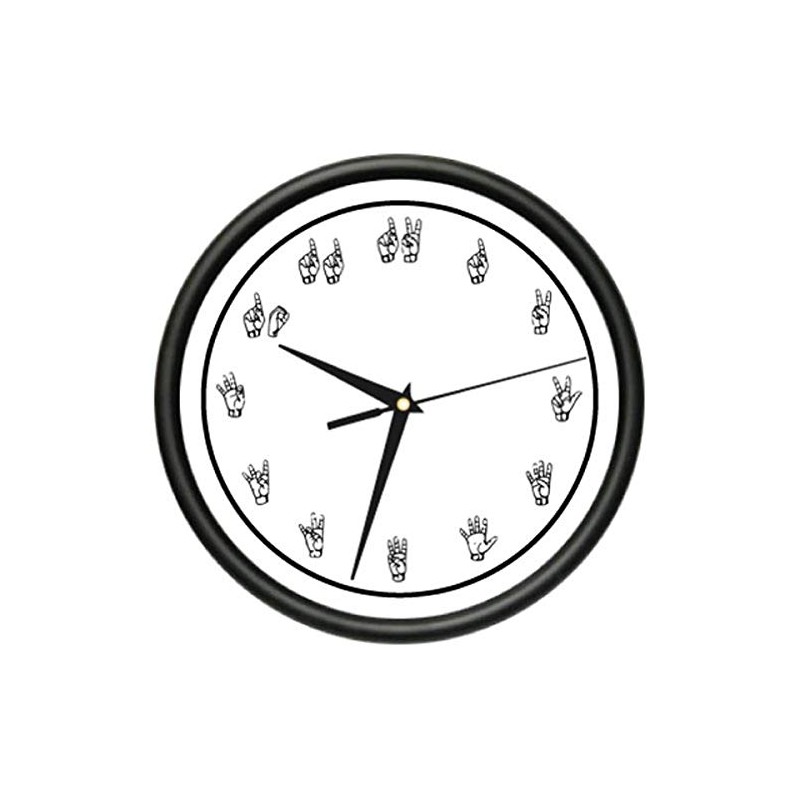 Sign Language Wall Clock Speech Silent Silence Body Language Manual