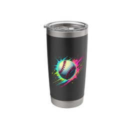Baseball Player Colorful Tie Dye Sport Lover Color Art Fan Stainless Steel Insulated Tumbler
