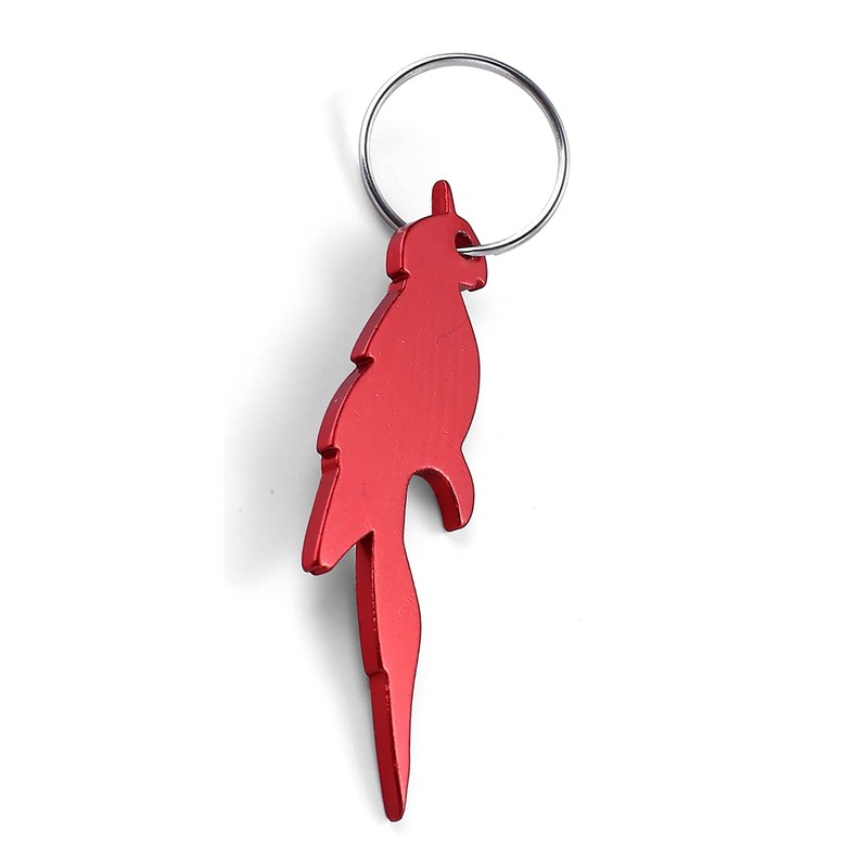 Komonee Parrot Red Bottle Opener Key Chain Metal Wildlife Bird