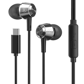 HAPPYAUDIO Wired Headphones USB C Hi-Fi Stereo Wired Earbuds with Microphone - Wired Earphones Compatible with Most Devices On The Market with Type C