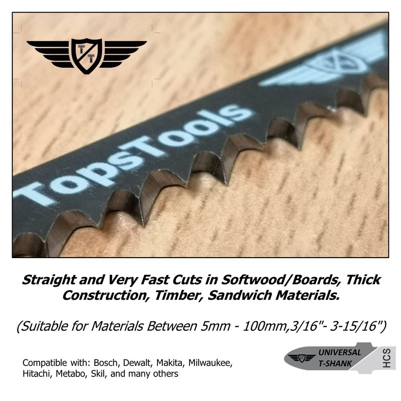 25 x TopsTools JSTTX344D_5 XT344D 132mm Jigsaw Blades Designed for