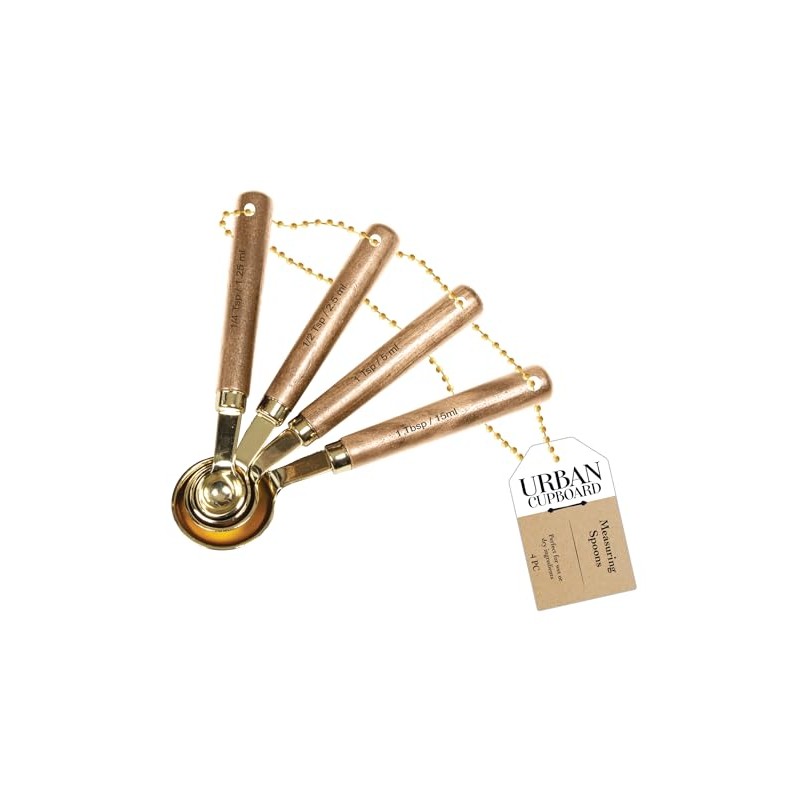 Urban Cupboard Measuring Spoons, Gold, Standard Measurements, 1 set