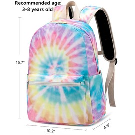 CAMTOP Backpack for Girls Kids School Backpack with Lunch Box Preschool Kindergarten BookBag Set (4-9 Years,Tie Dye Yellow)