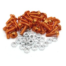 sourcing map Pack of 30 Hexagonal Head Motorcycle Bolts Nuts Aluminium Alloy M6 Orange DE de