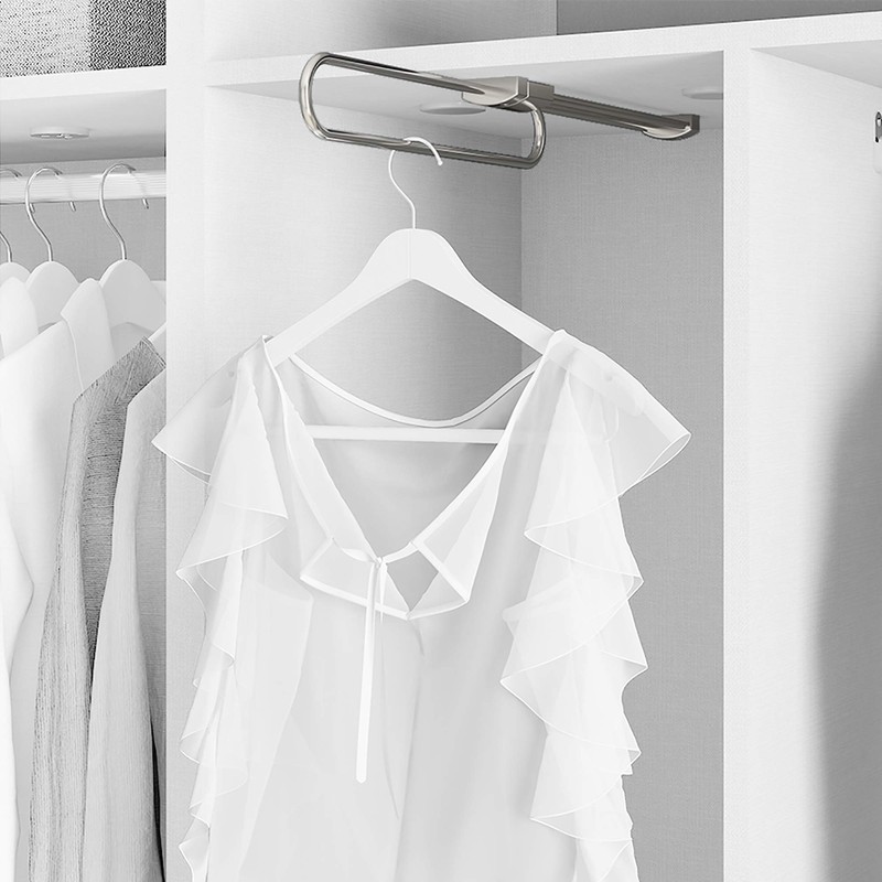 Emuca - Self Pull-out wardrobe rail, 450mm (11,8 inch), Silver