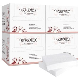 WOWOTEX 100% Cotton Disposable Face Towel 200 Count 10x12 Inch | Biodegradable Thick Soft One Time Use Dry Wipes for Sensitive Skin, Baby Care, Facial Cleaning, Makeup Removal