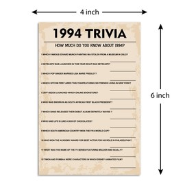 QUPT 30 juegos de fiesta de cumpleaños, juegos de trivia de 1994, suministros de fiesta de cumpleaños para adultos, divertido juego de fiesta de 1994, paquete de 30 tarjetas