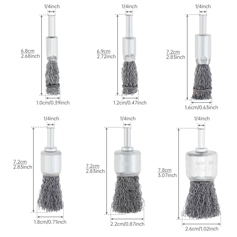ChgImposs 18 Pack Wire Brush Drill Attachments, 6 Sizes Wire