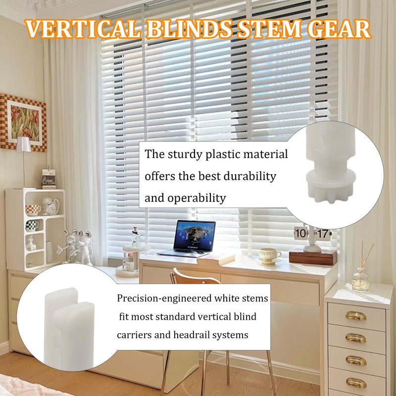 Runseaway 20Pcs Vertical Blind Stem Replacement White Stems for Window
