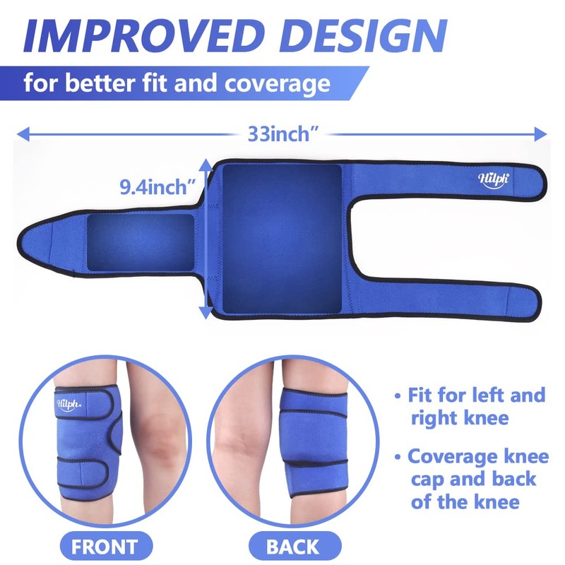 Hilph Knee Ice Pack Wrap for Injuries Reusable, Cold Compression