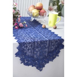 Wedding Linens Inc. 16" x 108" Lace Embroidered Vintage Party Table Runners - Eggplant / Dark Purple