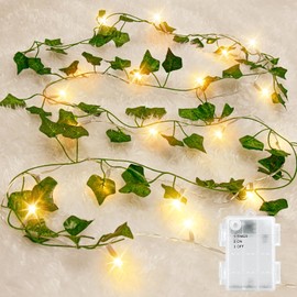 Gcstnn Gcstnn LED Lichterkette Efeu Knstlich, 2M 20LED Grne Efeu-Lichterkette Girlande, IP65 Wasserdicht Batteriebetrieben mit Timing-Funktion, fr H?ngend Pflanzen, Zimmer, Wand, Weihnachtsdekoration.