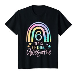 6 Years Of Being Awesome Rainbow Tie Dye 6th Birthday Girl T-Shirt