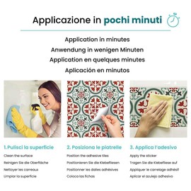 RE-COVERTILES - PS00179 PS00179 Tile Stickers Bathroom and Kitchen 10 Pieces 20 x 20 cm PVC Wall Decoration Waterproof Tiles Mosaic Style Azulejos Cement Tiles