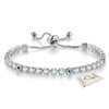 Sliver Bracelets for Women, Dainty Evil Eye Bracelets Adjustable Lucky