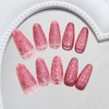 Medium Almond Press on Nails Fake Nails with 3D Pink