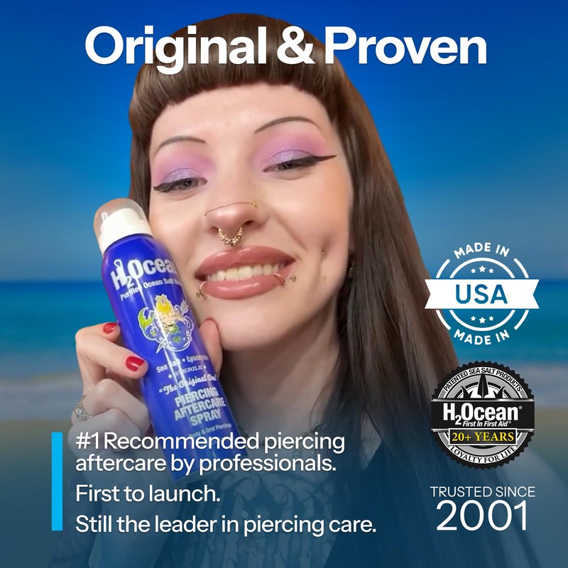 H2Ocean Piercing Aftercare Spray and Keloid Bump Removal– Sea Salt