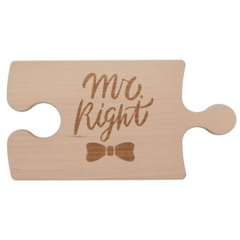 Spruchreif Wooden chopping board, puzzle wooden board, chopping board with engraving in puzzle shape, serving board, gifts for men, gift for wedding, Valentine's Day, Mr. Right