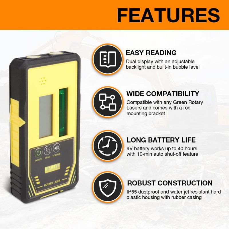 MOUNTLASER Digital Rotary Laser Receiver with Dual Display and Built-In