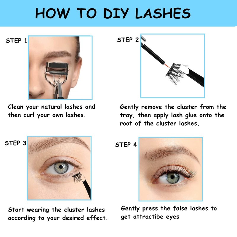 SISILILY Individual Eyelashes with Eyelash Glue Kit, 45 Pieces, Individual