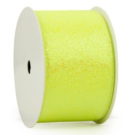 DINDOSAL Yellow Glitter Wired Ribbon 2.5 Inch x 10 Yard Lemon Yellow Wired Ribbon for Wreaths and Bows, Crafts and Floral Supply, Yellow Spring Ribbon, Summer Ribbon, Wedding and Baby Shower