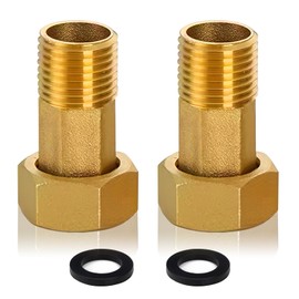 Pack of 2 Brass Water Meter Screw Connection, 3/4 Inch Male x 1 Inch Female Thread, Movable Pipe Fitting, DN20 to DN25 Connection Screw, Calibrated Water Meter Thread Fitting for Central Heating