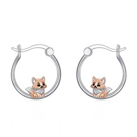 Fox Earrings for women Sterling Silver Animal Huggie Hoop Earrings Jewellry Gifts for women