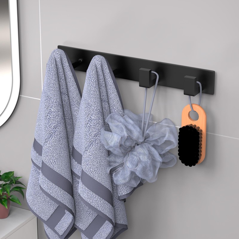PMMASTO Coat Rack Wall Mount with L Shaped Black Coat
