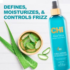 CHI Aloe Vera Curl Reactivating Spray, Enhances Waves, Curls, & Coils, Provides Intense Hydration, Sulfate, Paraben & Gluten Free, 6 Oz