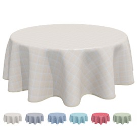 Home Direct Round Oilcloth PVC Wipe Clean Tablecloth 160cm 62" Check Beige