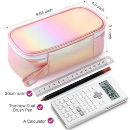 Jcocylse Large Capacity Pencil Case Portable Pencil Pouch Bag School Supplies for College Students Girls Boys Adults (Pink)